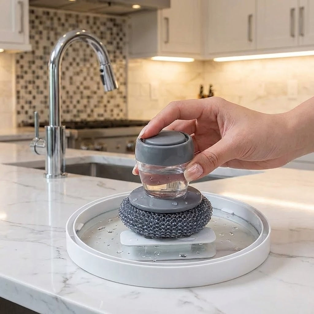 Soap Dispensing Palm Brush Multifunctional Cleaning Brush I Automatic Liquid Tank Kitchen Utensils Sink Cleaning Brush Scrubber, Dish Bowl Washing Brush