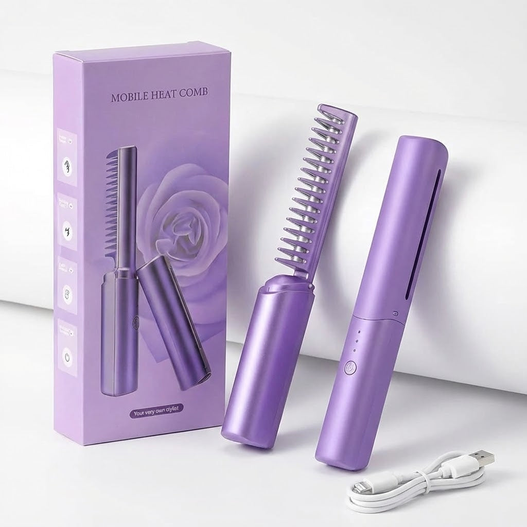 Rechargeable Wireless Hair Straightener Comb Brush