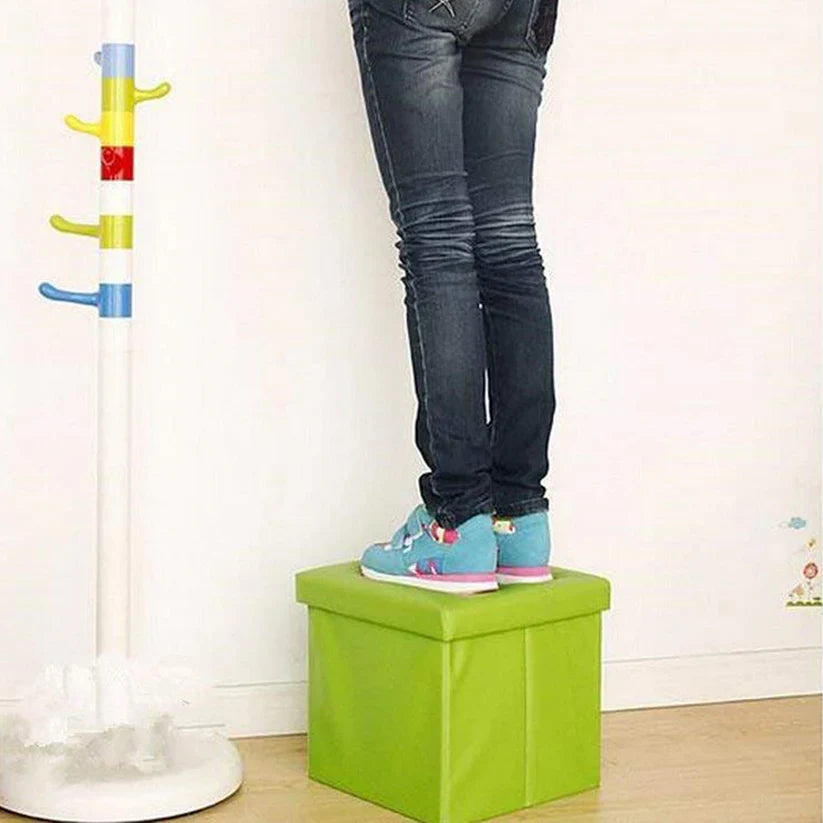 Living Room Cube Shape Sitting Stool with Storage Box.